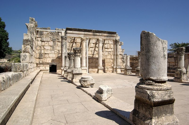 The ruins of the synagogue at Capernaum