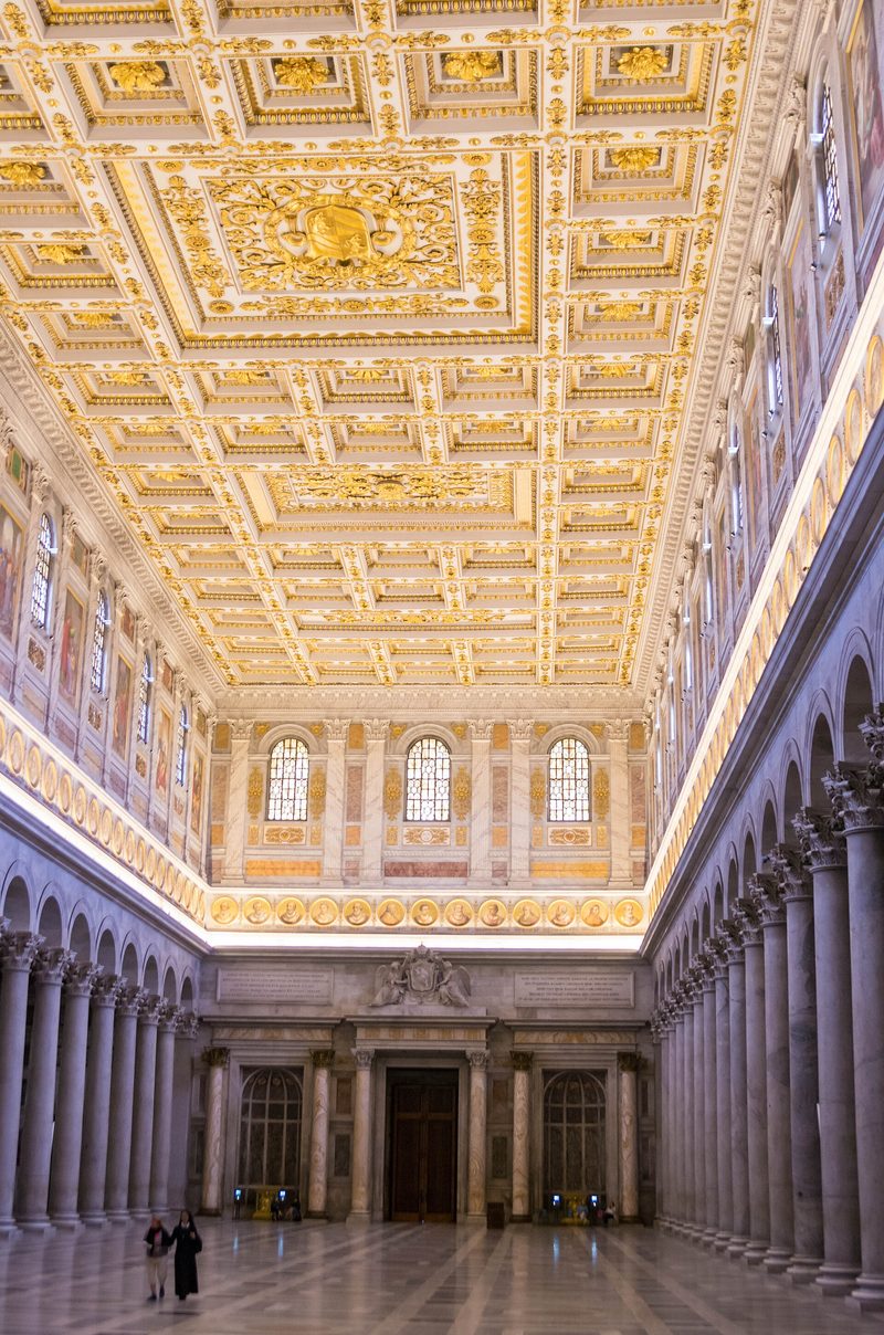 The nave of the Basilica of St Paul Outside the Walls, on the road to Ostia